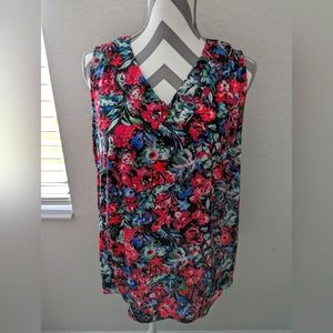 Tahari Floral Print Sleeveless Blouse